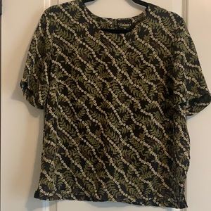 Valasia’s Cropped Floral & Fern Printed Blouse